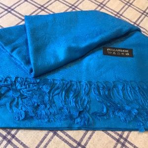 100% Cashmere Royal Blue Scarf New